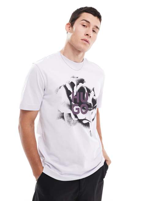 HUGO Red - Dignitey - T-shirt à imprimé fleurs - Violet clair
