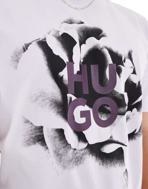 HUGO Red – Dignitey – T-Shirt in Hellviolett mit Blumendruck, 3 von 4