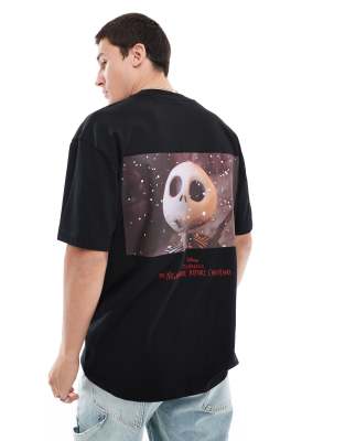 HUGO Red - Dijack - Oversized og sort T-shirt med 'Nightmare Before Christmas'-print
