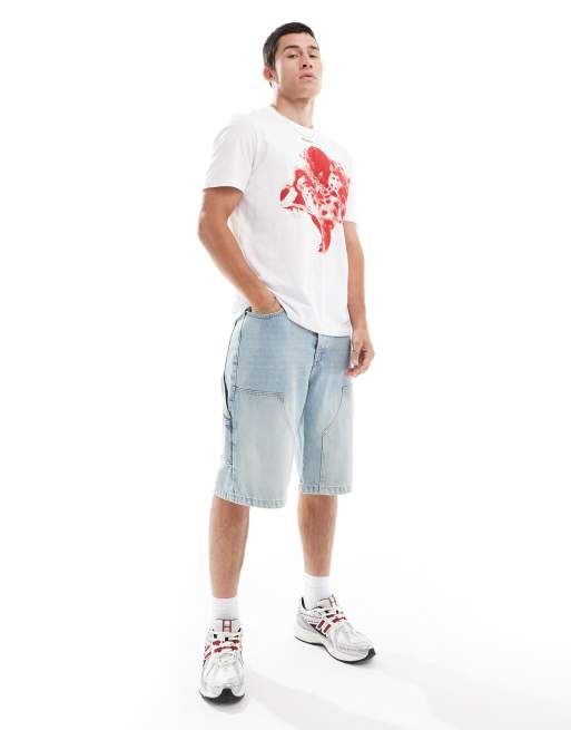 HUGO Red dikobra t-shirt in white with red placement animal print