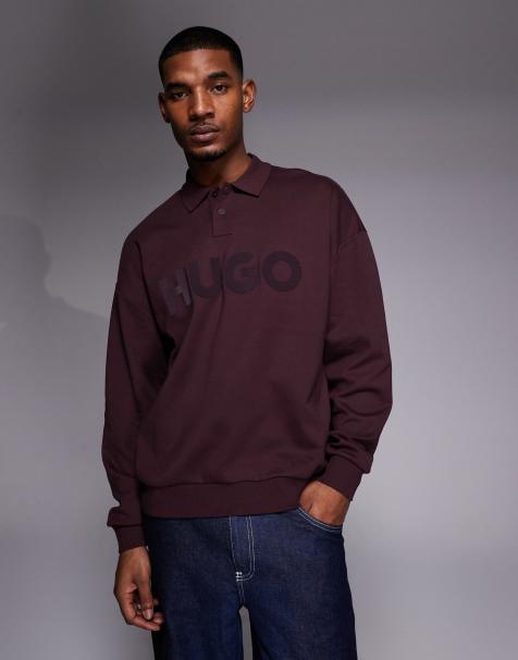 HUGO Red - Dimolox - Bordeauxfarvet oversized polotrøje i rugby-stil med tonet logo - view 1