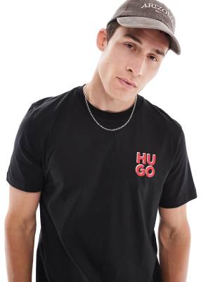 HUGO RED - Dimoniti - Sort t-shirt med stablet logo på brystet