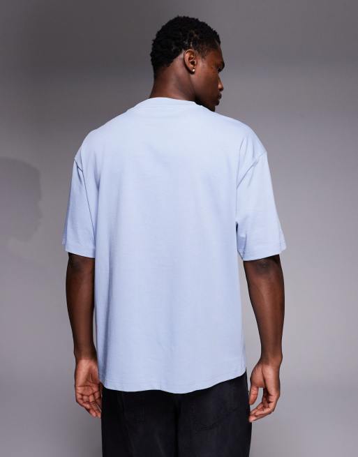 HUGO Red – Dinkee – Ljusblå t-shirt i oversize med logga ton-i-ton, 3 av 5