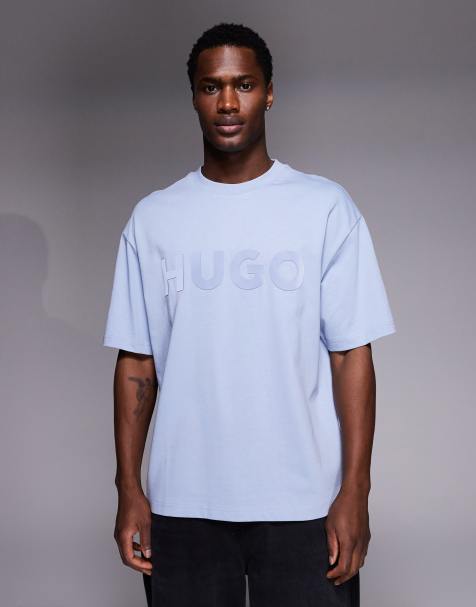 HUGO Red - Dinkee - Lyseblå oversized T-shirt med tone-i-tone-logoprint - view 1