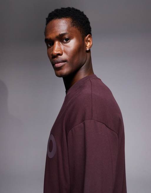 HUGO Red – Dinkee – Oversize-T-Shirt in Burgunderrot mit farblich abgestimmtem Logoprint, 4 von 5