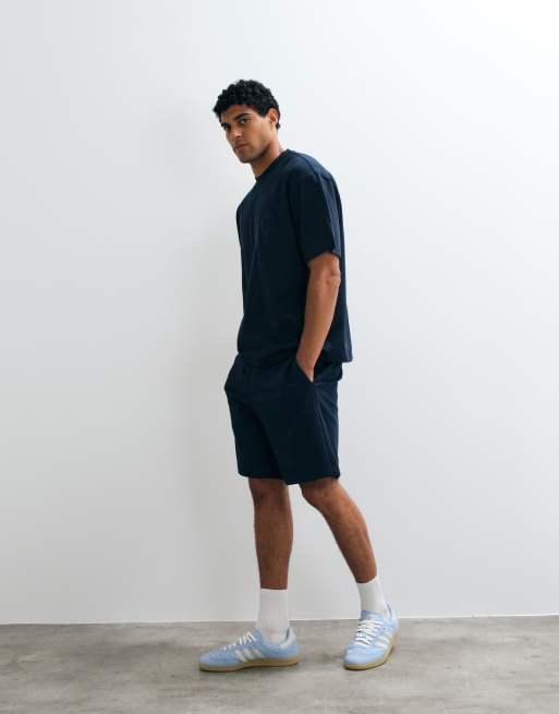 HUGO Red - Dinkee - Pantaloncini blu navy con logo tono su tono in coordinato, 3 di 5