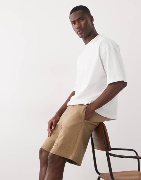 HUGO Red Dinkee tonal logo short in beige - view 1