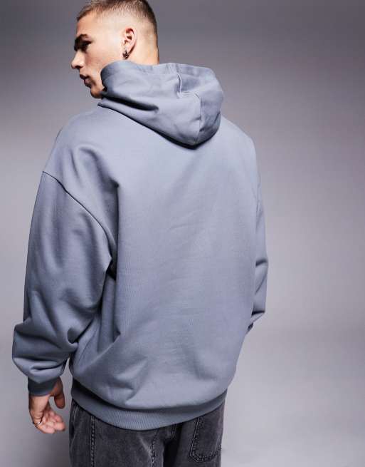 HUGO Red - Ditchle - Felpa grigia oversize con cappuccio e logo grande sul petto, 3 di 4
