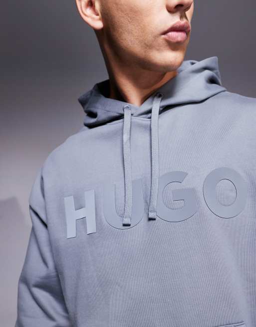 HUGO Red - Ditchle - Oversized hoodie met groot logo op de borst in grijs, 4 van 4