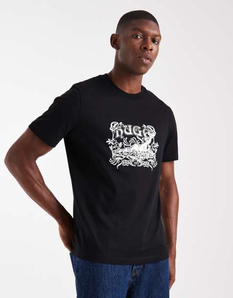 HUGO Red - Diwom - T-shirt nera con stampa del logo - view 1