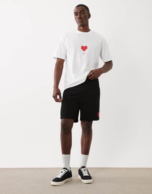 HUGO Red Diz box logo shorts in black, 2 of 5