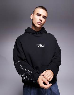 Hugo Red Doad Oversized Hoodie In Black
