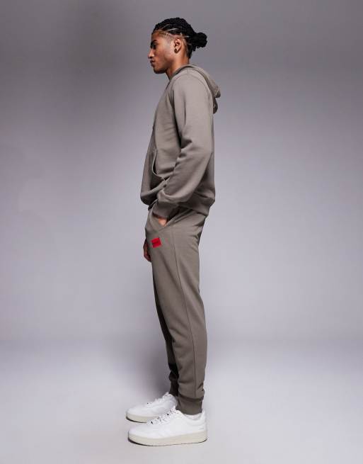 HUGO RED Doak label logo cuffed trackies in mid grey (part of a set), 3 of 5