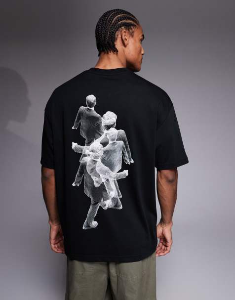 HUGO Red - Dollo - T-shirt oversize nera con stampa sul petto - view 1