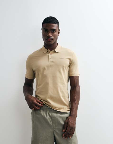 HUGO Red - Donos - Polo beige con logo sul petto - view 1