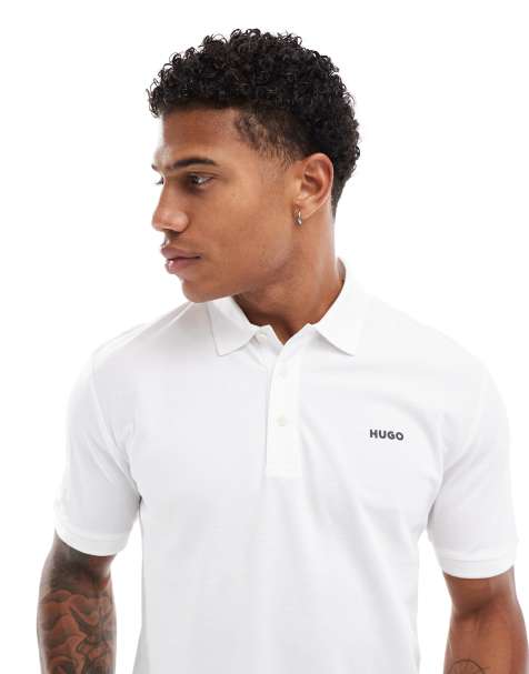HUGO Red donos polo shirt in white - view 1