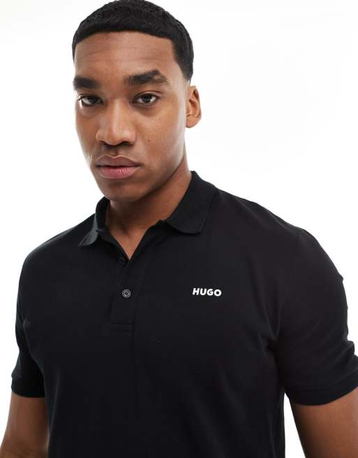 HUGO RED – Donos – Polohemd in Schwarz