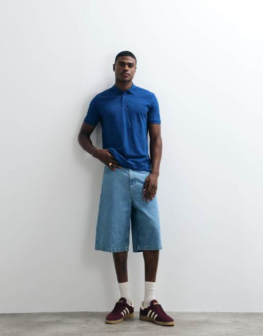 HUGO Red - Donos - Poloshirt met logoprint op de borst in blauw , 4 van 5