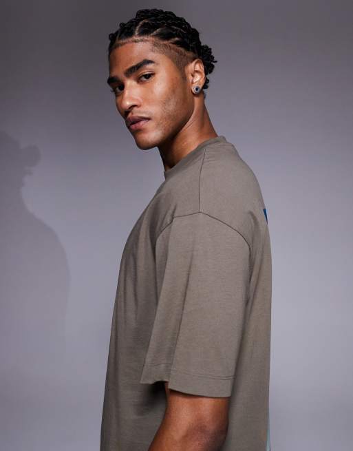 HUGO Red - Dorizon - T-shirt oversize grigio medio con stampa del logo e di uccello, 4 di 5