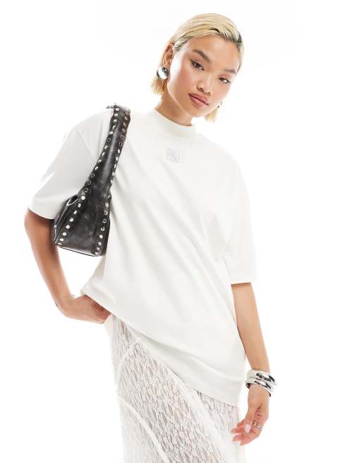 HUGO Red – Driselina – Vit t-shirt i oversize