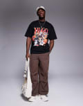 [Hugo Red] HUGO RED Dugie logo dog print oversized fit t-shirt in black XS black