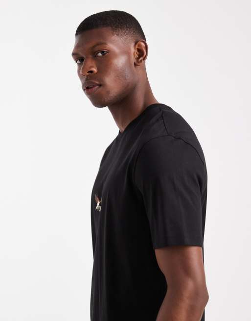 HUGO RED Dugolini embroidered animal central logo t-shirt in black, 4 of 5