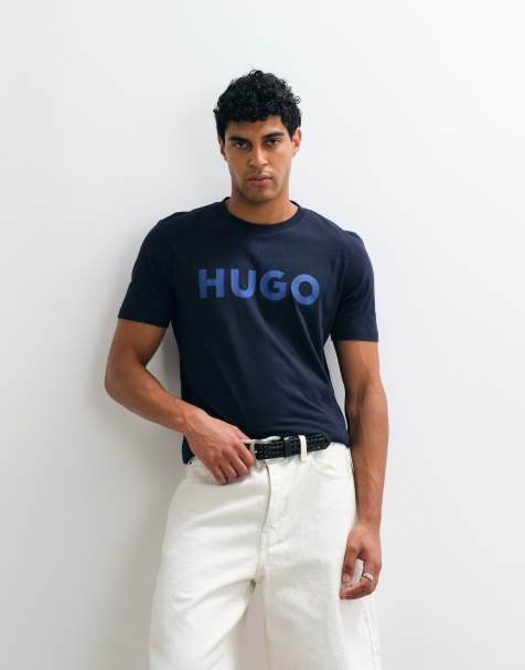 HUGO Red – Dulivio – Granatowy T-shirt z niekontrastowym nadrukiem na piersi - view 1
