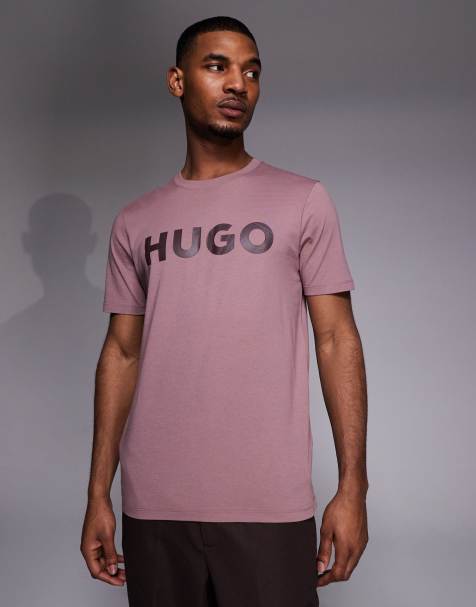 HUGO Red – Dulivio – Jasnobrązowy T-shirt z logo - view 1