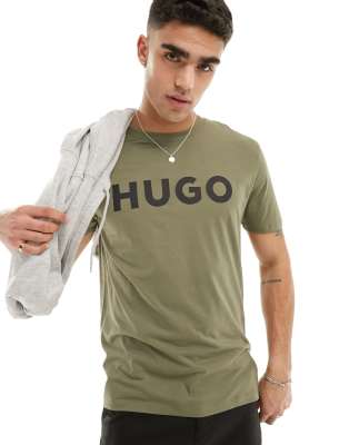 HUGO RED – Dulivio – Kakifärgad t-shirt med logga