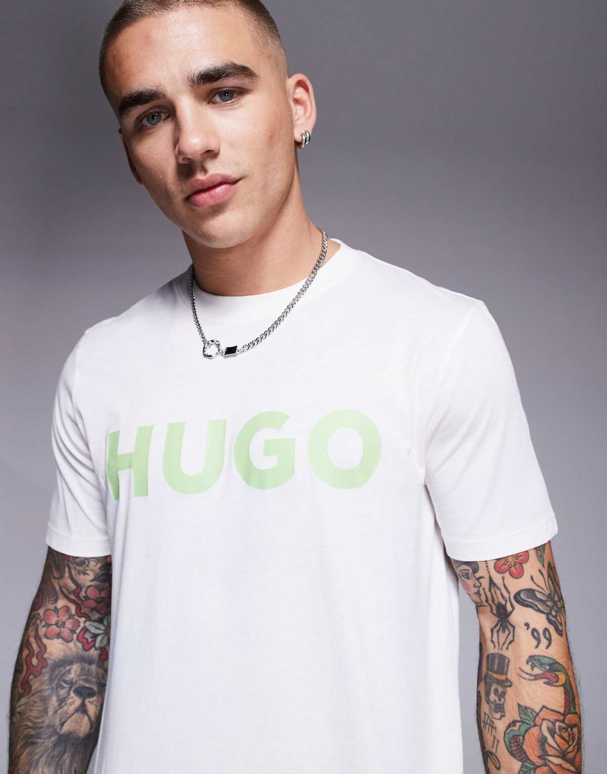 HUGO RED Dulivio large logo t-shirt in off white