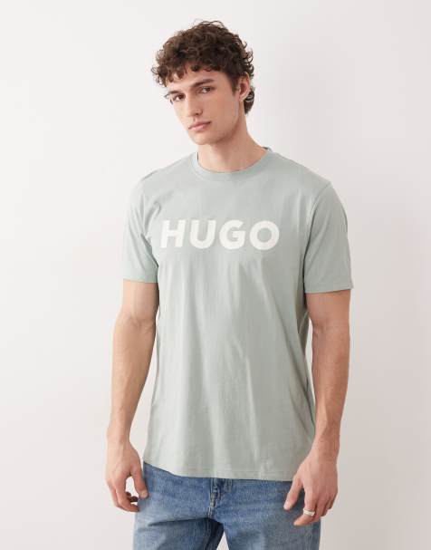 HUGO RED Dulivio logo front t-shirt in light green