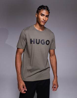 Hugo Red HUGO RED Dulivio logo front t-shirt in mid grey