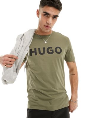 HUGO RED Dulivio logo t-shirt in khaki