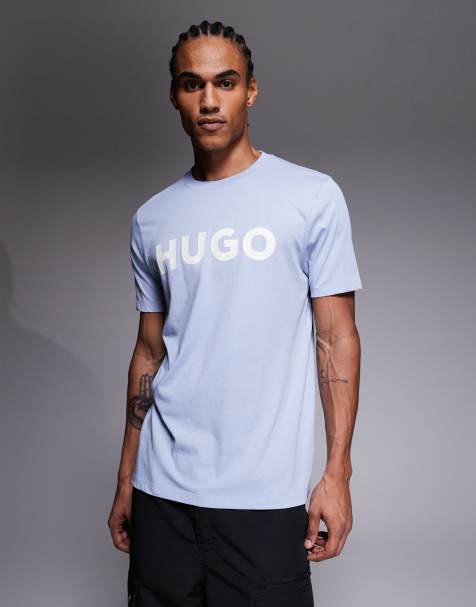 HUGO Red Dulivio logo t-shirt in light blue - view 1