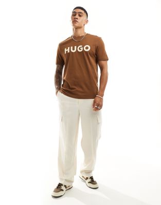 HUGO Red - Dulivio - Lysebrun T-shirt