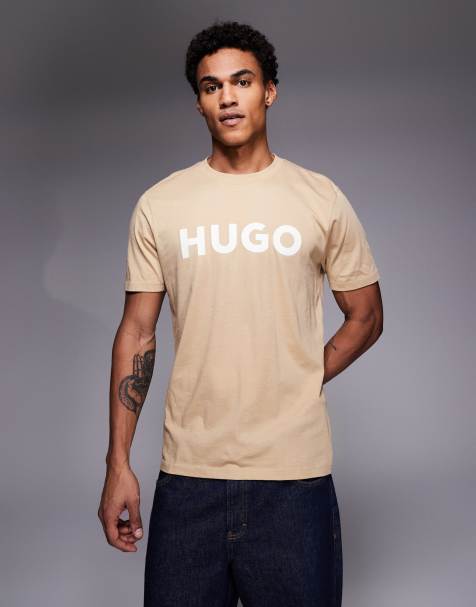 HUGO Red – Dulivio – T-Shirt in Beige mit Logo - view 1