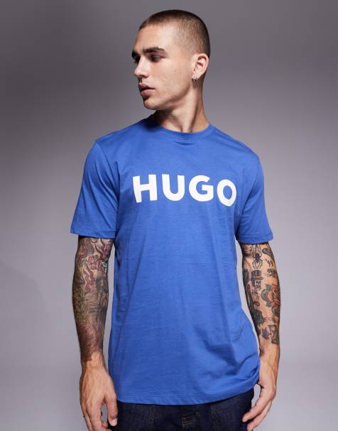 HUGO RED – Dulivio – T-Shirt in Blau mit Logo auf der Vorderseite - view 1
