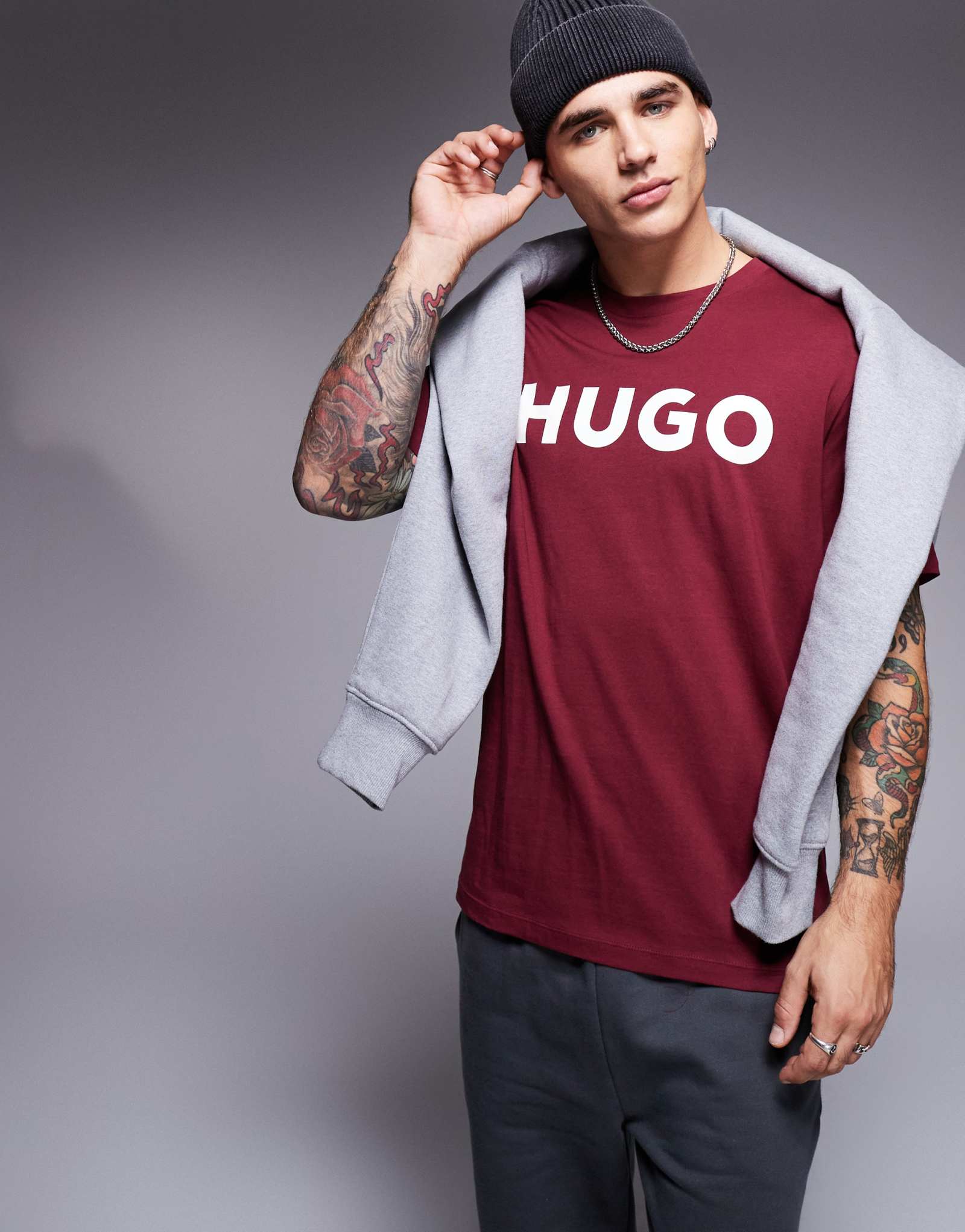 Футболка HUGO Red dulivio бордового цвета