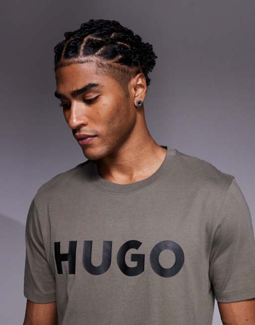HUGO Red – Dulivio – T-Shirt in Mittelgrau mit Logo auf der Vorderseite, 3 von 5