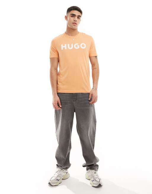 HUGO RED - Dulivio - T-shirt met logo in oranje, 3 van 4