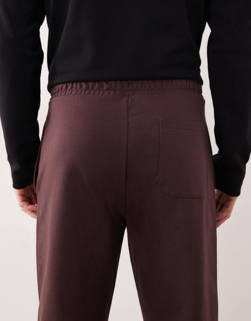 HUGO Red dumrulo tonal logo joggers in burgundy, 5 of 5
