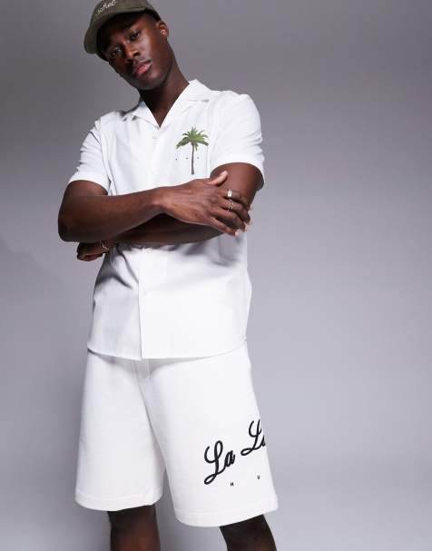 HUGO RED Duold relaxed fit sweat shorts in off white (part of a set) - view 1