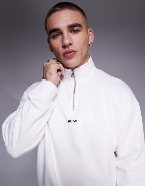 HUGO Red – Durty – Beige sweatshirt med kort dragkedja - view 1
