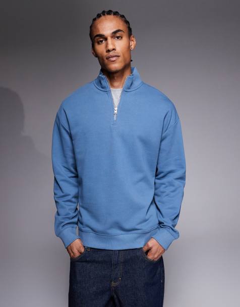 HUGO Red – Durty – Blå sweatshirt med halvlång dragkedja - view 1