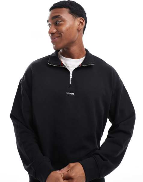HUGO Red Durty half zip sweatshirt in black - view 1