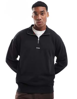 Hugo Red Durty Half Zip Sweatshirt In Black