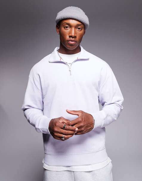 HUGO Red Durty half zip sweatshirt in light purple - view 1