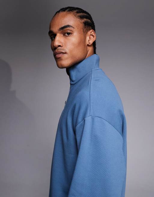 HUGO Red – Durty – Sweatshirt in Mittelblau mit kurzem Reißverschluss , 4 von 5