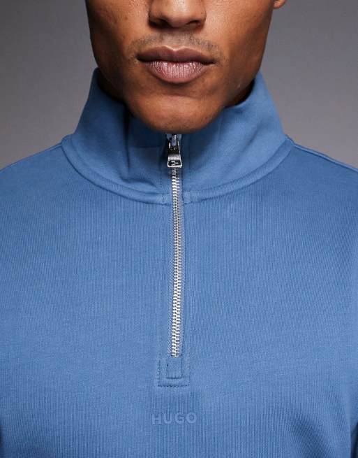 HUGO Red - Durty - Sweatshirt met korte rits in middenblauw, 5 van 5