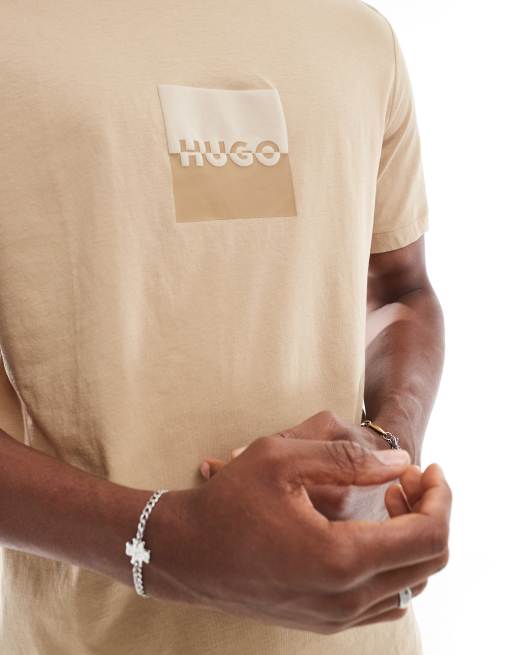 HUGO Red - Dusplit - T-shirt - Beige, 3 de 4